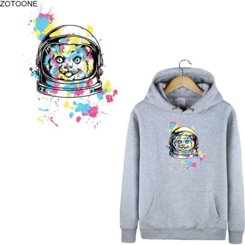 ZOTOONE Iron on Animal Patch Space Colorful Cat Patches for Clothing Sticker for Kids Heat Transfers Applications DIY Appliques