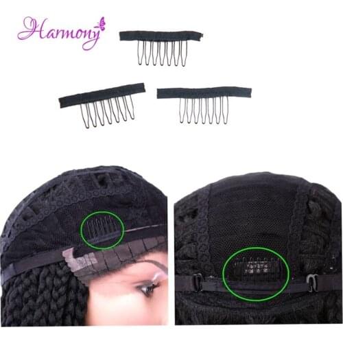 100pcs Small size black color 7-teeth Durable Snap Comb Clips For Hair Extensions Wig Combs Clips For Wig Caps