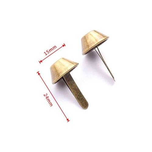 15mm Bronze / Silver Metal Purse Feet Handbag Studs Nailhead Beads 40pcs/lot