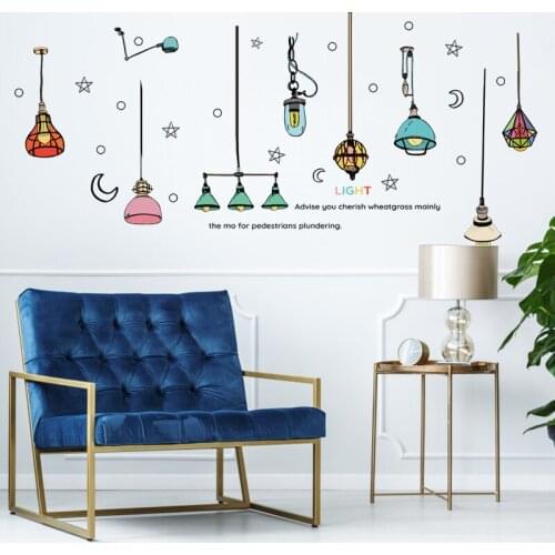 195*86cm Colorful Chandelier Wall Stickers Light Bulb Home Decor for Kids Room Art DIY Vinyl Room Decoration Removable