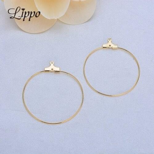 20pcs 35mm Gold And Rhodium Plating Big Round Hoop Earrings Simple Earrings Connectors Findings