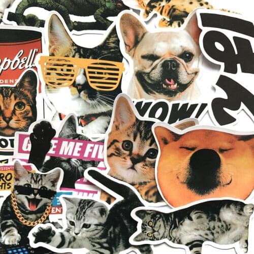 30pcs Animal Stickers Cute Pets Cartoon Sticker Laptop Skateboar Luggage Graffiti Waterproof Guitar Furnitur Decal Toys Stickers