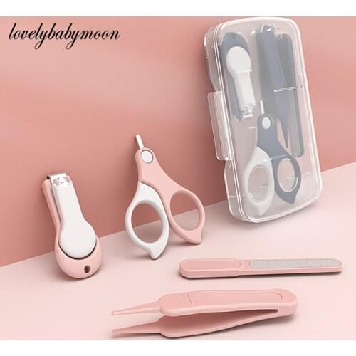 4pcs Baby Healthcare Kits Safety Baby Nail Care Set Infant Finger Trimmer Scissors Cleaning Nail Clippers Storage Box For Travel
