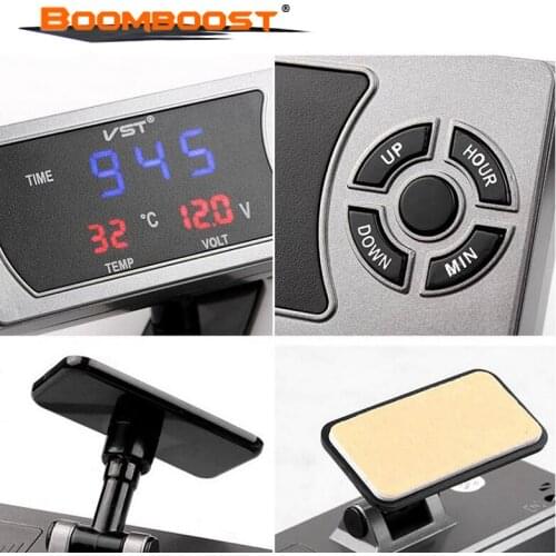 Car 2.1A dual USB clock voltmeter thermometer LED screen display 4 in 1 Cigarette Lighter Adapter phone charger