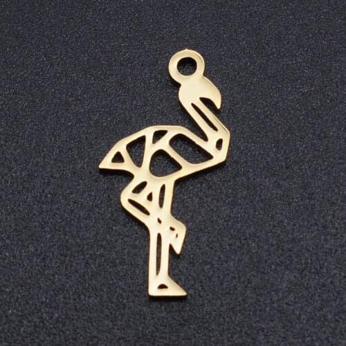 5pcs/lot 10*21mm Stainless Steel Flamingo Pendant Bracelet Charms DIY Crafting Jewelry Making Handicraft Accessories Wholesale