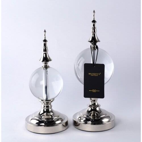 Tower home Decoration Ancient Silver Pagoda Centerpiece with Solid Crystal for Home Office Hotel Decoration Crystal Ball