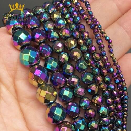 AAA Natural Stone Beads Multicolor Faceted Hematite Loose Beads For Jewelry Making DIY Bracelet Ear Studs 15'' 2/3/4/6/8/10mm