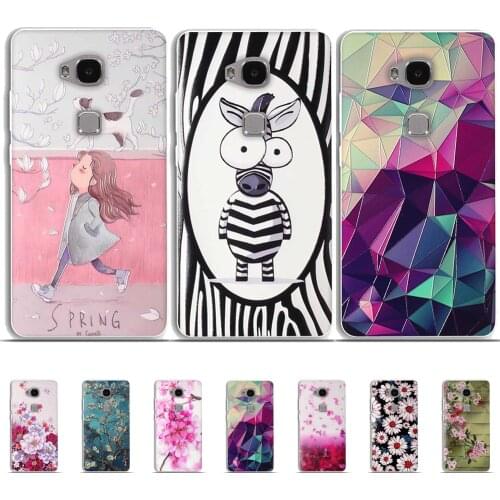 For Huawei Honor 5X Case Cover Soft Silicone Cover for Huawei GR5 Phone Cases Cute Pattern for Honor 5X KIW-L21 Cover