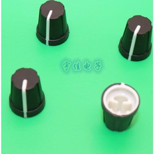 10 Piece 13.8 * 16mm black plastic knob half handle D-shaped inner hole 6mm potentiometer switch adjustment 0 degree indicating