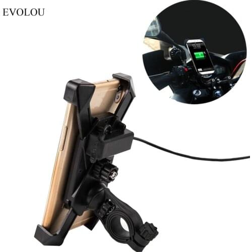 Motorcycle Phone Holder with USB Charger Holder for Samsung S9 S8 iphone 8 plus Smartphone Support for Moto Bicycle Phone Stand