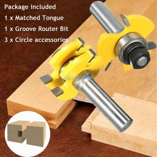 DHL 50Set *2pcs 1/2 Inch Hard Alloy Matched Tongue and Groove Router Bit Set DIY Woodworking Tool Cutting Chisel Cutter