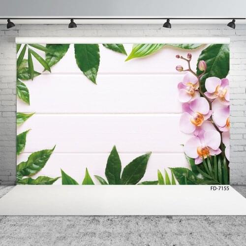 Photography Backdrops White Wooden Plank with Flowers Customized Backgrounds Photo Studio for Children Baby Portrait Photoshoot