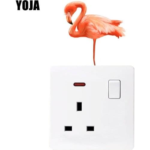 YOJA Wildlife Flamingo PVC Switch Sticker Wall Decal Bedroom Colored Decoration 8SS0920