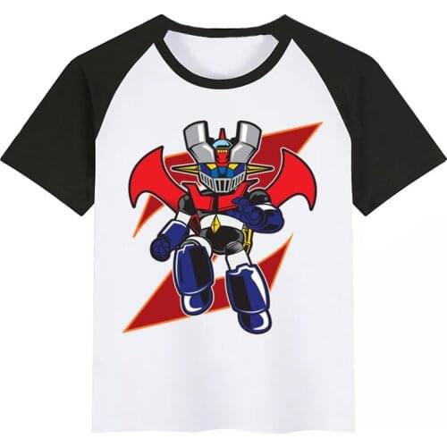 Boys and Girl Japan Comic Mazinger Z Cartoon T-Shirt O-Neck T-Shirt Child Casual Short Sleeve Summer Kids Clothes Tshirt