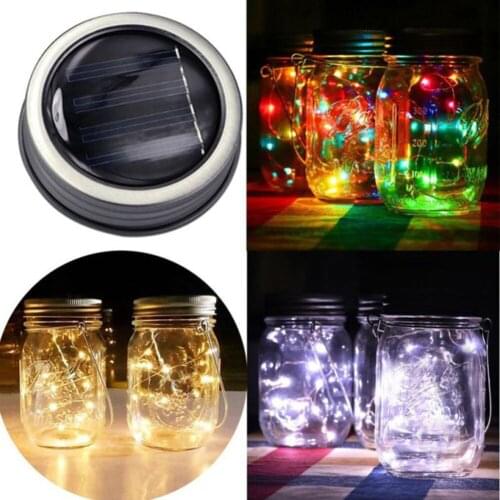 10/20 LED Fairy Light Solar Lamp For Mason Jar Lid Insert Color Changing Christmas Lights Outdoors Wedding Garden Decoration