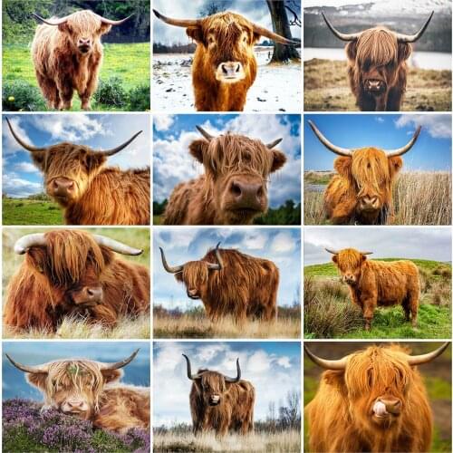 HUACAN DIY Diamond Embroidery 5D Animal Full Square Diamond Painting Cow Picture Handcraft Mosaic Home Decoration