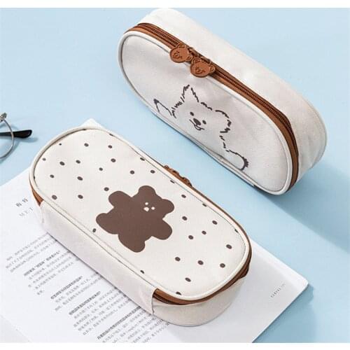 Pencil Case Trousse Scolaire Estuche School Organizer Pen Kawaii Office Storage Stationery Canvas Pencase University Cadters