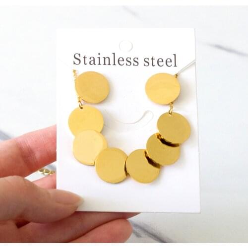 LUXUKISSKIDS Stainless Steel Round Paillettes Trendy Necklaces Earrings Sets Jewelry Set Gold/Silver Color For Lovers Woman Gift