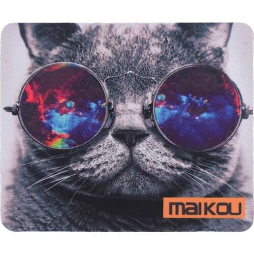 MAIKOU Universal version 21.8*18*0.2cm Lovely Cat Pattern Anti-Slip Non-Slip Mouse Pad Mat - Grey + White + Multi-Colored