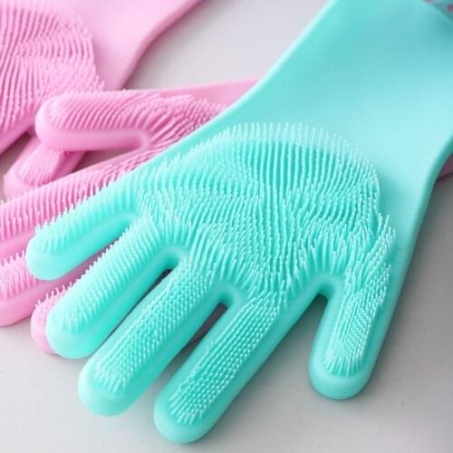 Multifunctional Magic Silicone Dishwashing Gloves Kitchen Brush Pot Household Anti-scalding Gloves