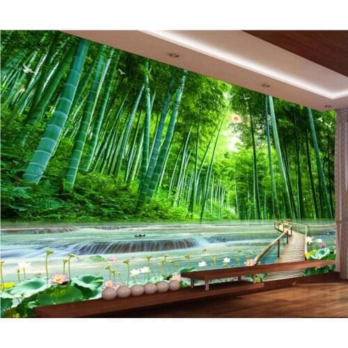 WDBH Custom photo mural 3d wallpaper Bamboo forest bridge tv background home decor 3d wall murals wallpaper for living room
