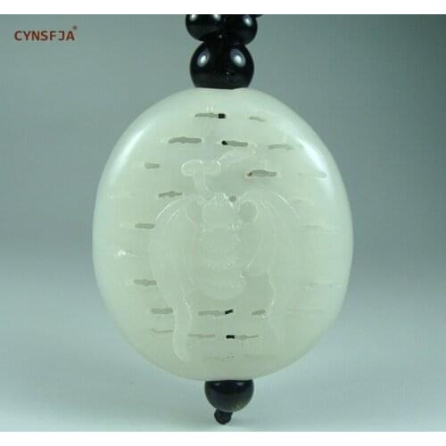 CYNSFJA Real Rare Certified Natural Chinese Hetian Jade Nephrite Amulets Longevity Crane Peach Jade Hand Pieces Hand-carved Artworks High Quality Best Birthday Gifts