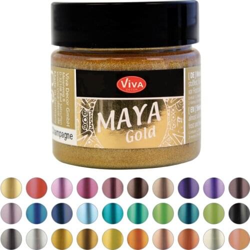 German Viva metallic liquid pigment Maya-Gold opaque 45ml painting gold silver blue high gloss with layering
