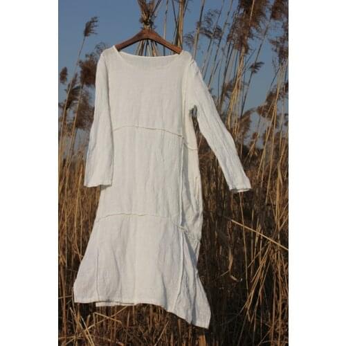 2020 New Arrival Dress Casual Long -Sleeve one-piece Dress linen Female Dress 16462