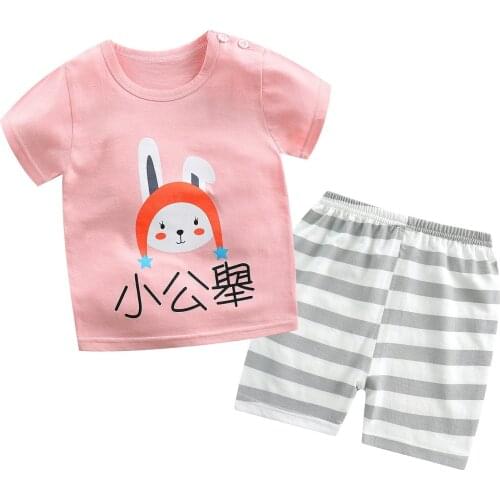 Boys' Clothing Boys' Casual Short-sleeved Suit Girls' Cotton T-shirt Shorts Two-piece Summer Thin Style Childrens Wear