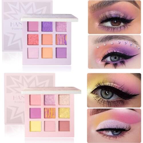 Eyeshadow Palette Holographic Shiny Matte Glitter Pigment Eye Shadow Pallete Metallic Diamond Makeup Cream Palette 9colors