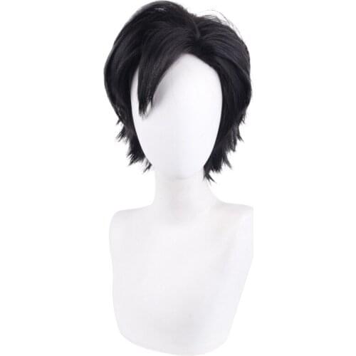 Sixth Anime Haikyuu Karasuno High School Volleyball Club Kuroo Tetsurou Role Cosplay Wigs Halloween Cosplay Black Short Wig 38cm