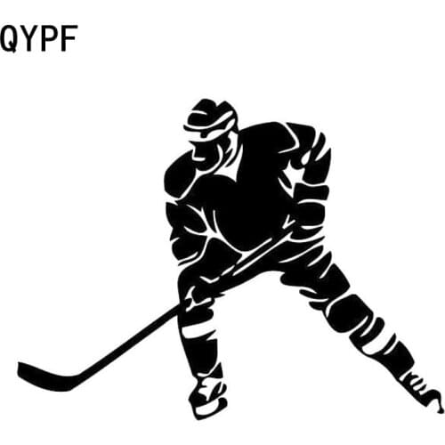 QYPF 13.5CM*10CM Car Styling Hockey Sports Car Stickers Vinyl Accessories Black Silver S2-0226