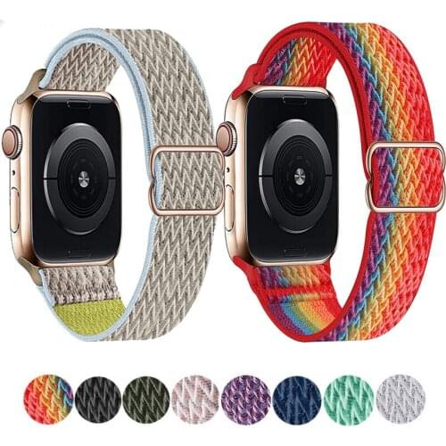 Watch Strap Scrunchie Strap for Watch Band 42mm 44mm /38mm 40mm Adjustable Elastic Nylon Solo Loop Bracelet Watch