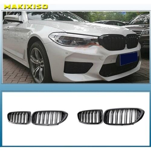 Front Bumper Kidney Grille Grill for BMW G30 G31 G38 5 Series 525I 530I 540I 550I with M-Performance Black Double Line Kidney Gr