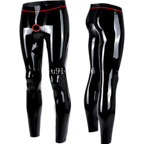 Sexy Latex Man Pants Handmade Men Trousers with Front Hole Cosplay Costume kakegurui