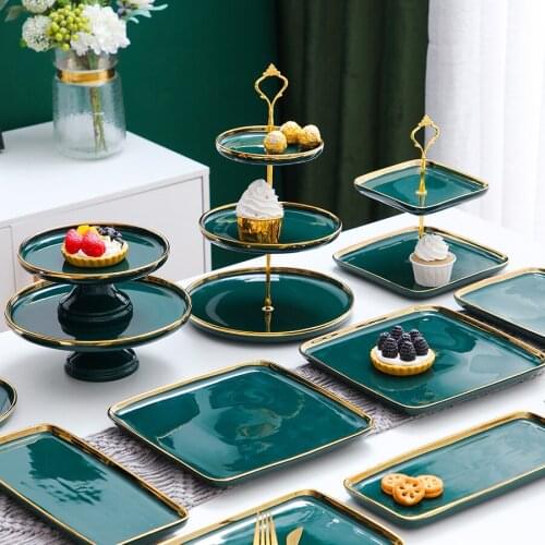 Nordic Dessert Cake Stand Ceramic Set Wedding Fruit Candy Cake Display Stand Afternoon Tea Support Gateau Kitchen Supplies DG50T