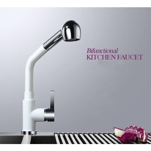 Two functions White Chrome brass kitchen faucet