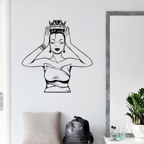 Afro Queen Goddess Beauty Salon Sticker Classy Lady African Goddess Hair Stylist Wall Decal Hairdressing Studio Wall Decor LL862