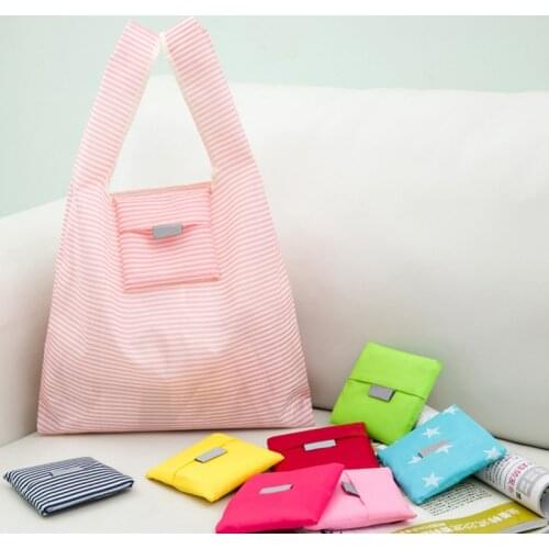 Shopping Bags Women Multicolor Foldable Eco Reusable Shopping Tote Bag Large Capacity Grocery High-Quality Striped Dots Handbags