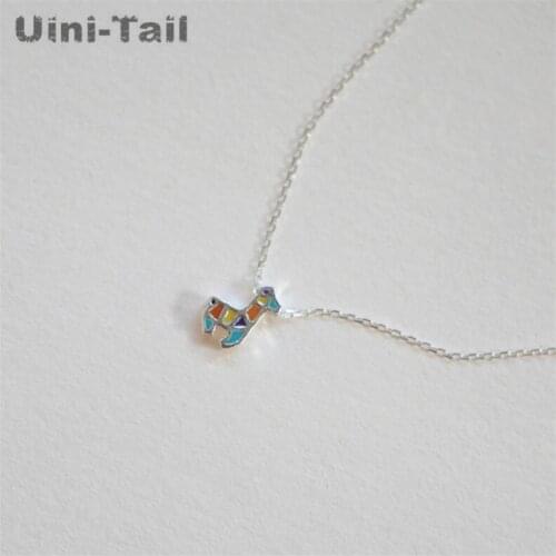 Uiny-tail 2018 hot new product 925 sterling silver colorful deer necklace cute national style fashion trend creative deer GN339