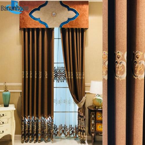 Top Fashion Cortina Chinese Royal Chenille Velvet Curtains for Window Embroidered Tulle Living Room Bedroom Sheer Luxury Drapes