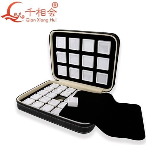 High Quality Superior Leather Gem Bag Display Travel Ziplock Diamond Bag Gemstone Box Stone Storage Bag With Small Gem Box