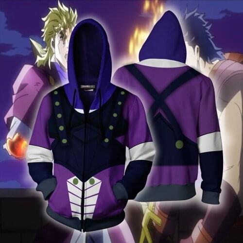 Japanese Anime Costumes Clothes Jojo Bizzare Adventure Hoodies Sweatshirts Male Streetwear Zipper Hat Jackets Winter Christmas