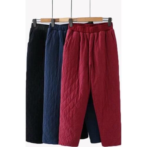 Plus size 4XL Women Trousers NEW Loose Winter Warm Cotton Pants Vestidos Elastic Waist Casual Pants Plus Cotton Harem Pants AH29