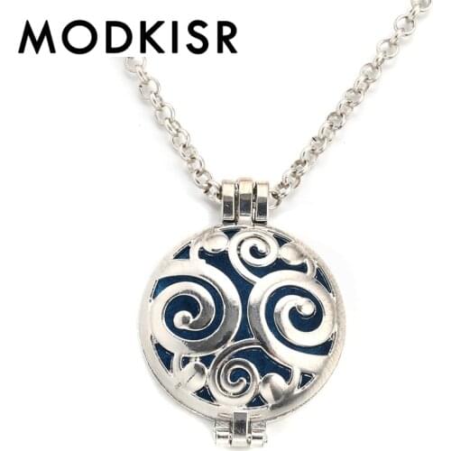 MODKISR Wholesale Wild 30mm Retro Elegant Exquisite Generous Essential Oil Diffusing High Quality Necklace Aroma Locket Pendant