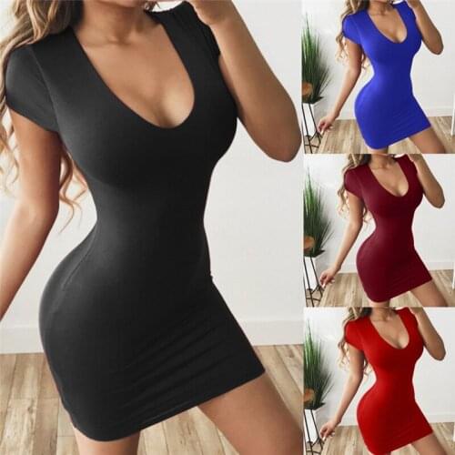Womens Dress Vestido Short Sleeve Slim Bodycon Dress Tunic Crew Neck Casual Pencil Dress New Arrival
