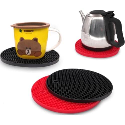 1pc Multifunctional Round Heat Resistant Silicone Mat Cup Coasters Non-slip Pot Holder Table Placemat Kitchen Accessories Tool