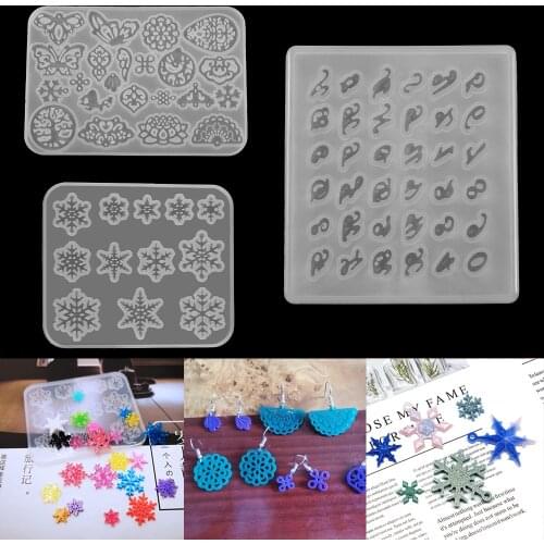 1pcs Snowflake Butterfly Silicone Mold Necklace Earring Pendant Key Chain Epoxy Resin Mould For DIY Jewelry Making Finding Tools