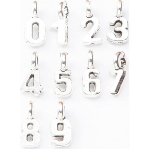 10 sets., 0-9 zinc alloy numbers, charm pendant for Diy necklace, bracelet, DIY accessory, jewelry pendant