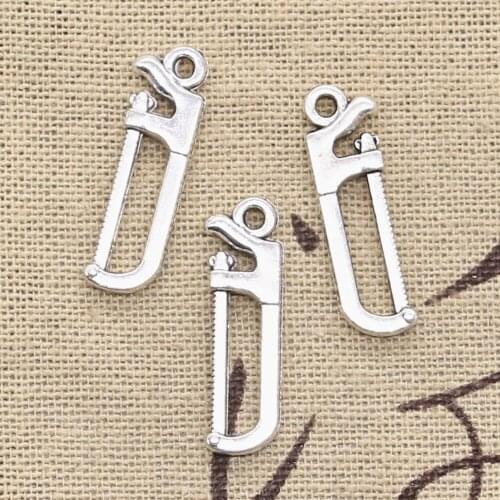 15pcs Charms Tools Saw 25x7mm Antique Silver Color Plated Pendants Making DIY Handmade Tibetan Silver Color Finding Jewelry